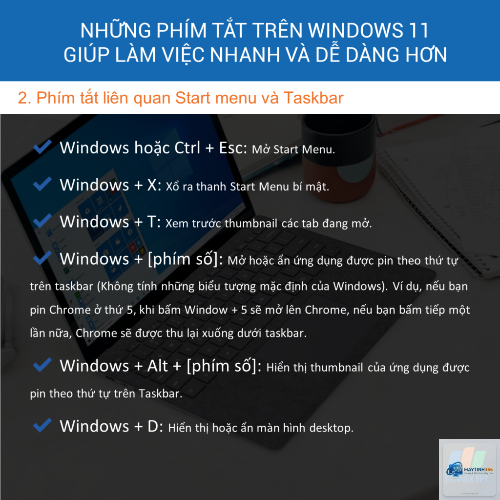 phím tắt start menu windows 11