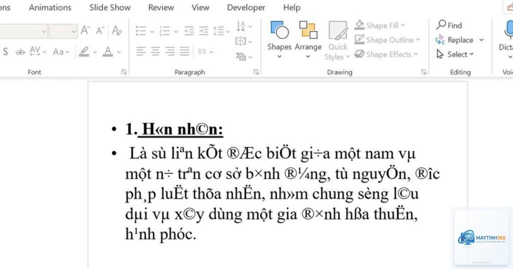 powerpoint bị lỗi font