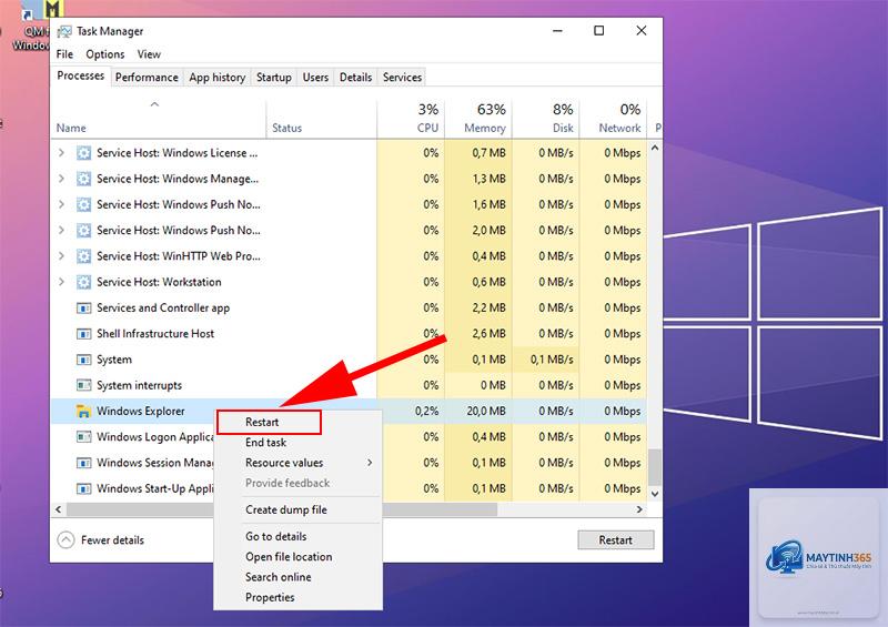 windows bị lỗi explorer
