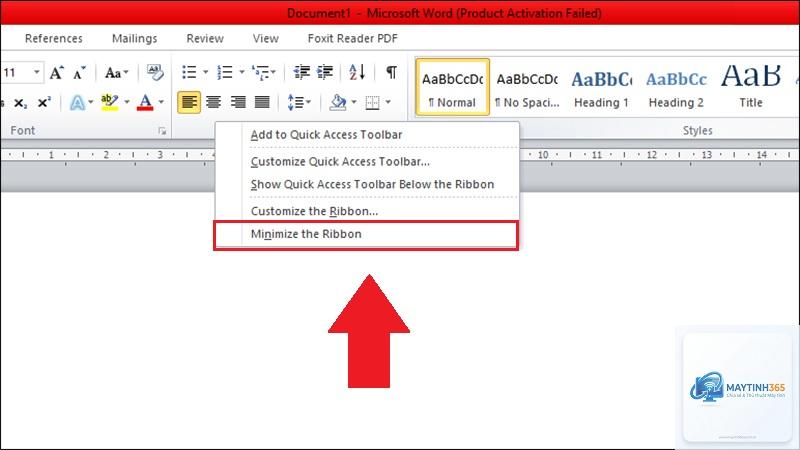 word bị mất thanh công cụ