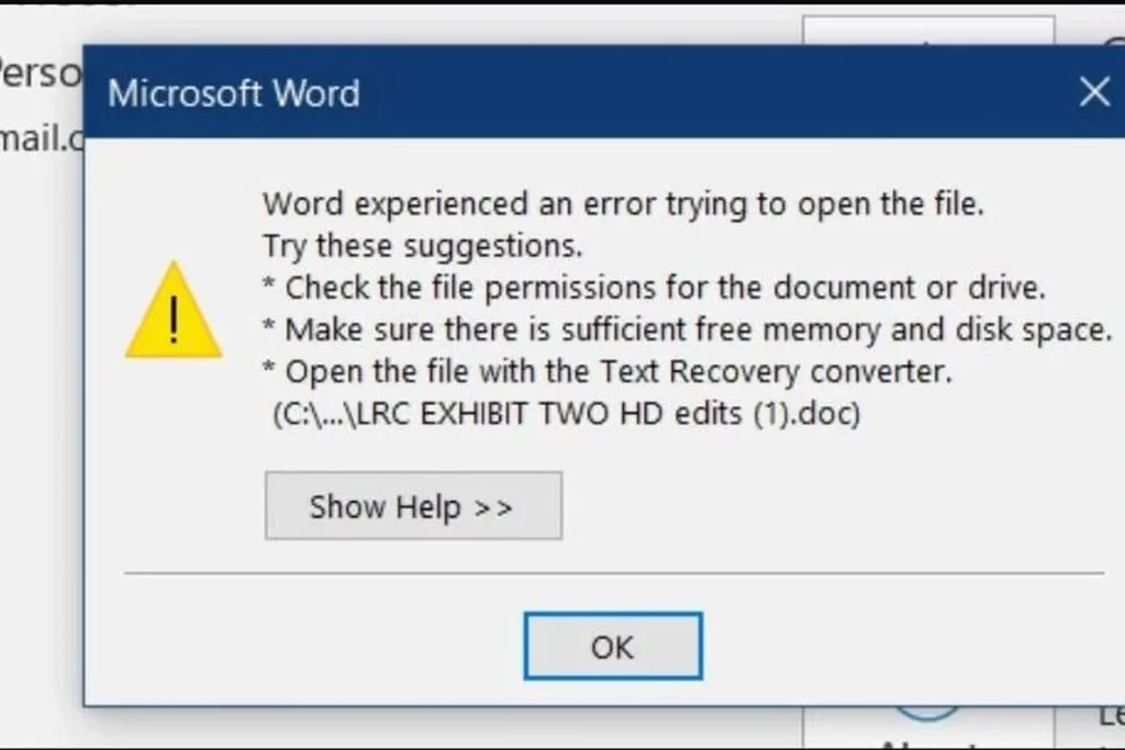 word không mở được file