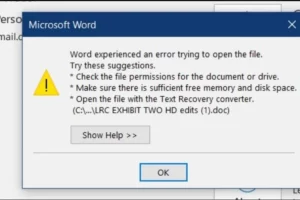 word không mở được file